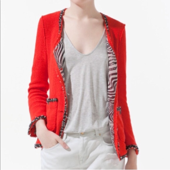 zara red zebra cardigan
